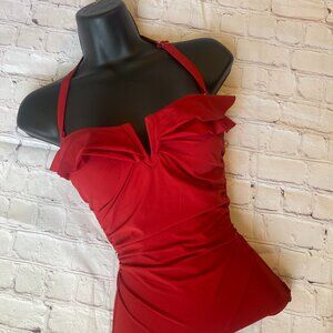 NWT Shan Porto 1 Piece Bandeau Swim Suit Red